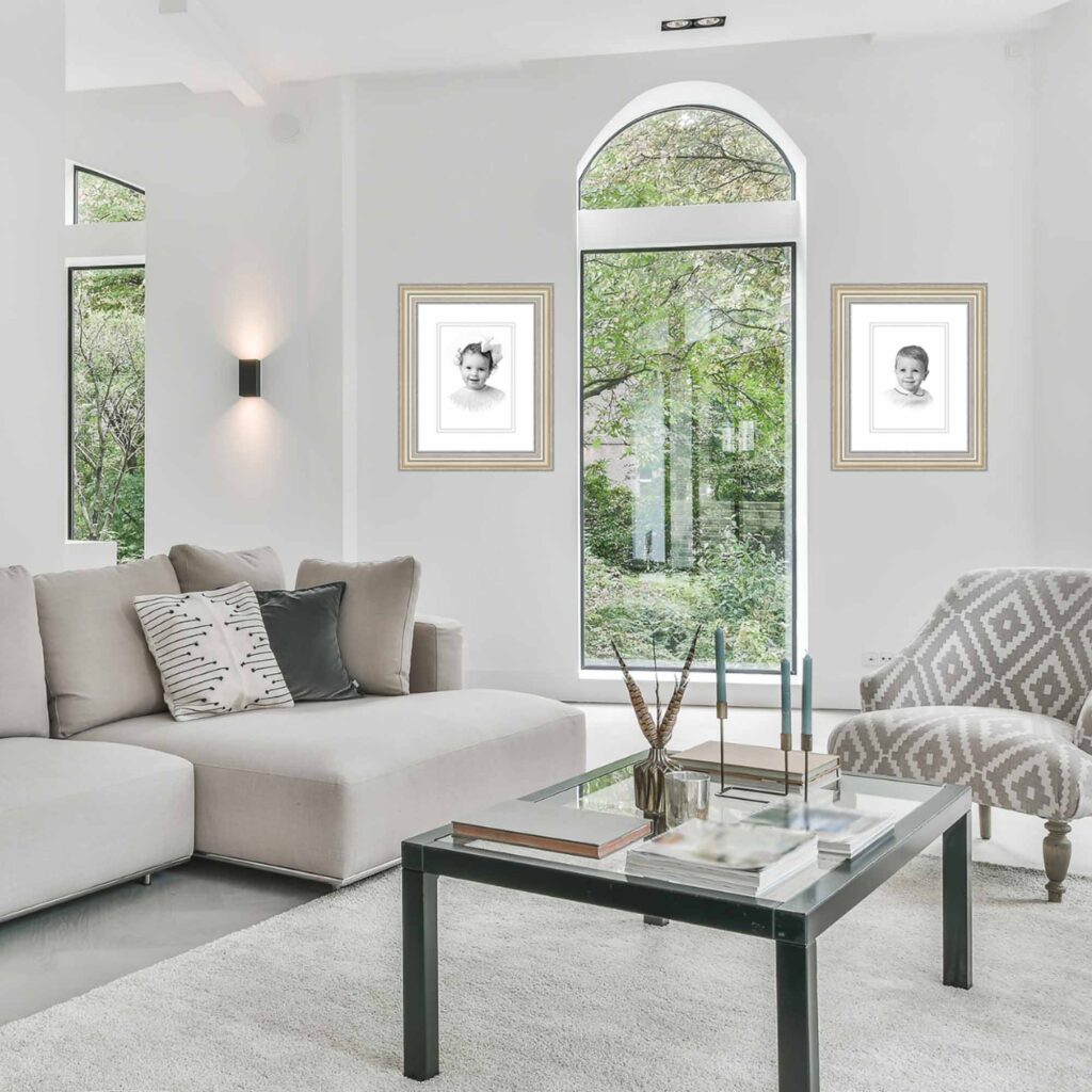 framed Heirloom Wall Portraits Living Room | Lisa Maco Photography, Washington DC Family Photographer