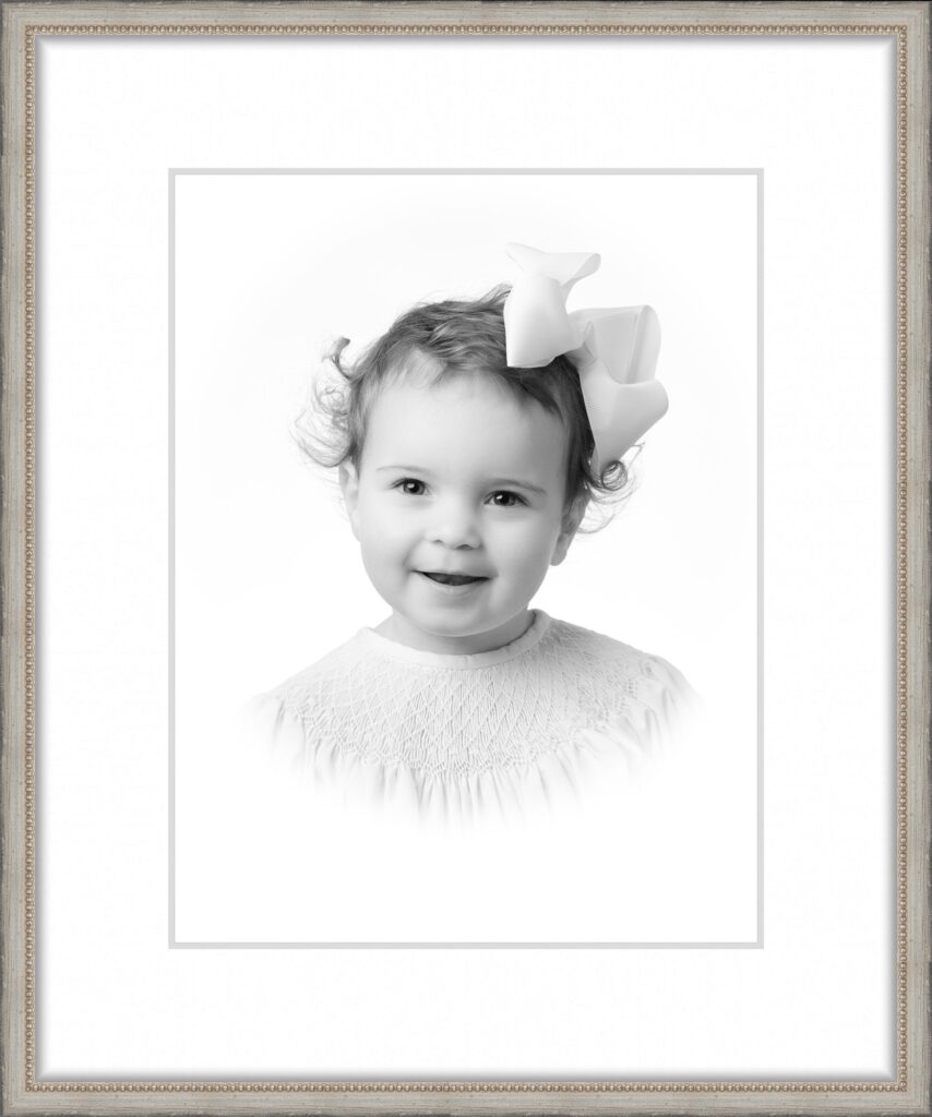 printed and framed Heirloom Portrait of toddler girl