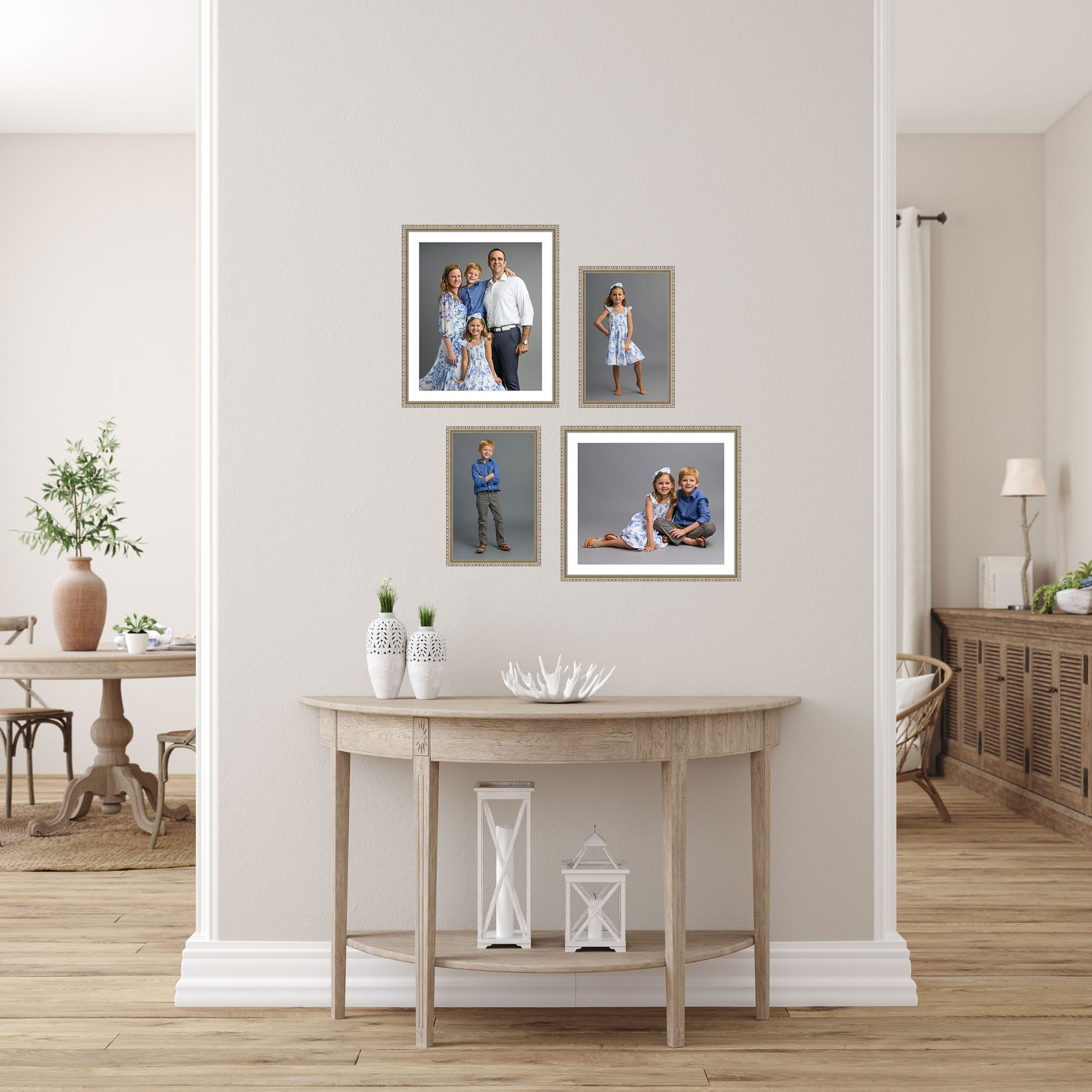 grouping of family portraits custom designed for your space