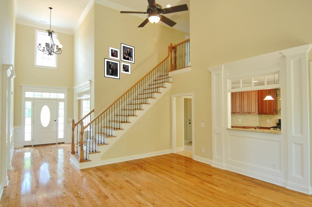 Gallery Wall up a staircase leaves plenty of room for additions over time